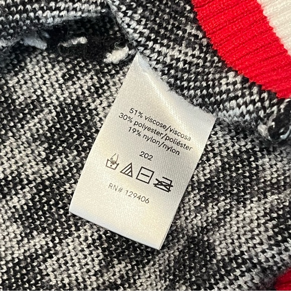 VENUS Houndstooth Black & White Red Trim Oversized Sweater Retro Cardigan size M - Picture 6 of 7